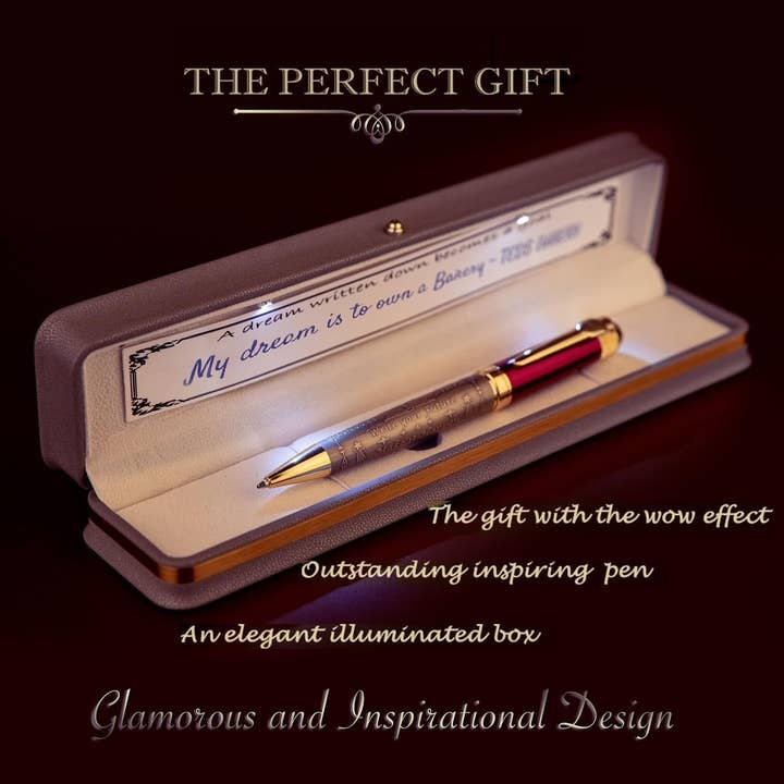 UTN LLC - Wholesale Pen - Luxury Gift Pen – Red Gold, LED Box, Engraved, Executive1