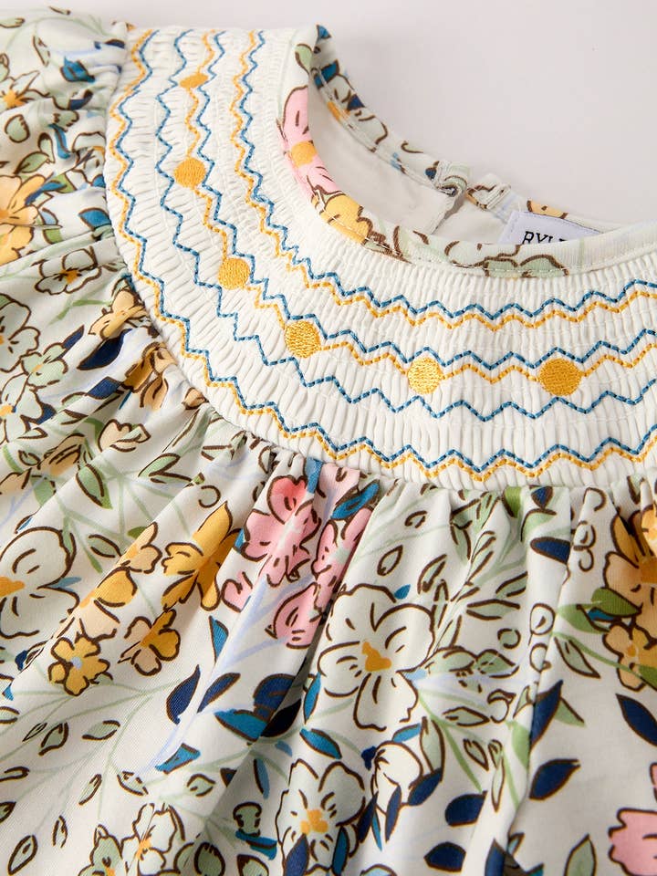 Rylee Faith Designs - Wholesale Bodysuit (Non-Footed) - Baby - Fall  Embroidery Smocking Bow Floral Leaf Baby Girls Romper7