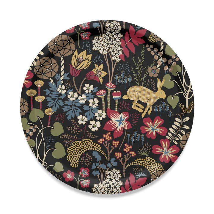 Évasion Heureuse Rouge/Brun Plateau Rond #2 pour la vente par Arvidssons Textil