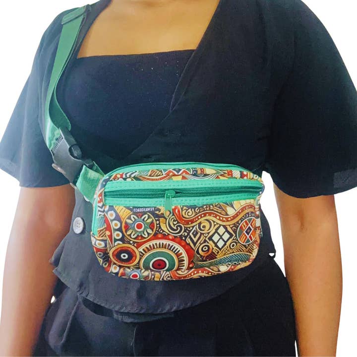 African Print Neoprene Hip Pouch, Waterproof Accessory #4 for wholesale by YewandeAndCo