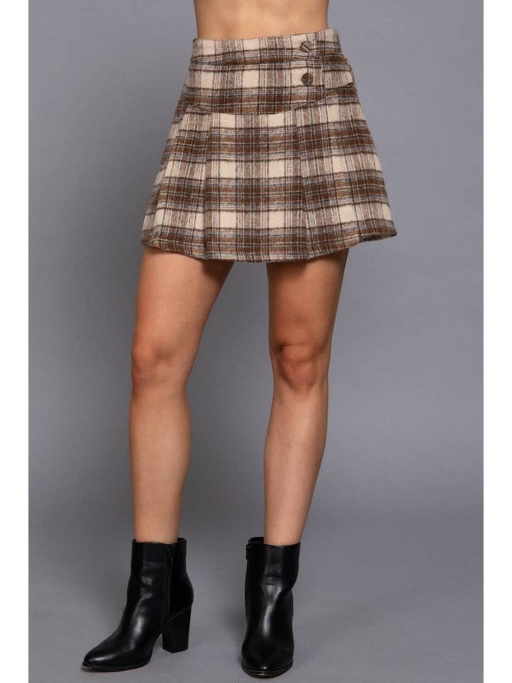 Vanilla Monkey - Wholesale Skirt - Women's - Pleats Detail Plaid Skirt1