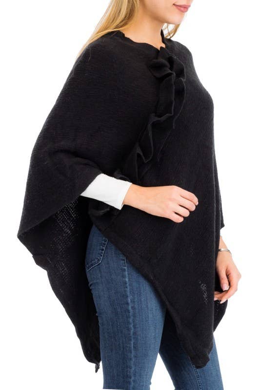 Cap Zone - Vente Poncho – femme - Poncho à coupe en V simpliste à volants4