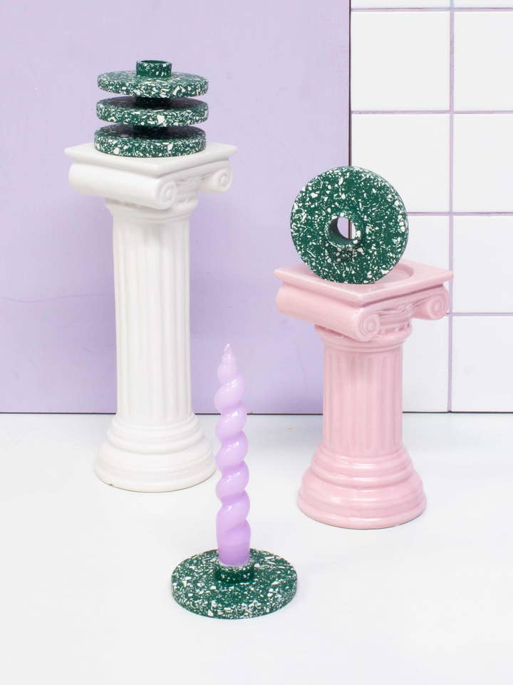 Forest & White Terrazzo Chip Kerzenhalter/Vermehrungsscheibe für den Großhandel von Salt Studios