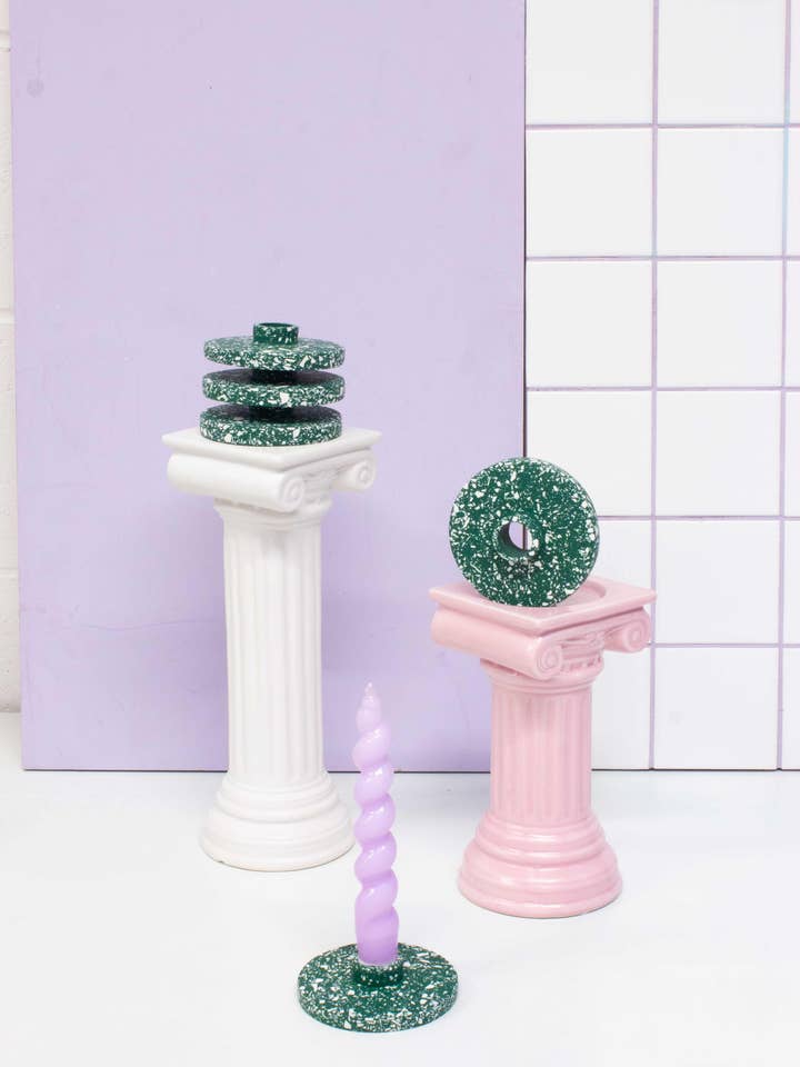 Forest & White Terrazzo Chip Candle Holder /Propagation Disc for wholesale by Salt Studios