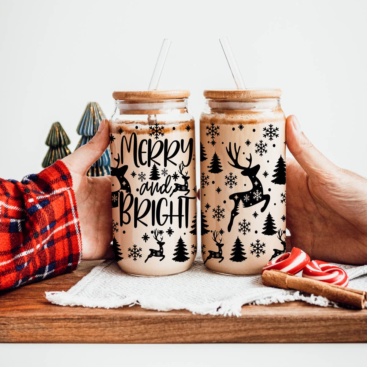 Gia Roma - Wholesale Drinking Glass/Cup - Vintage Christmas Glass Cups with Straw, Kitchen Decoration24