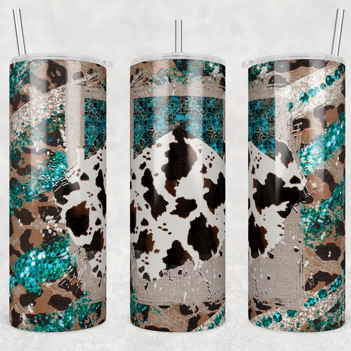 Rustic Teal Glitter 20oz Sublimation Tumbler for wholesale by Twisted T Creations