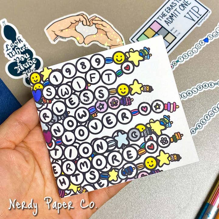 Eras Friendship Bracelets Reusable Sticker Notebook for wholesale by NERDY PAPER CO.