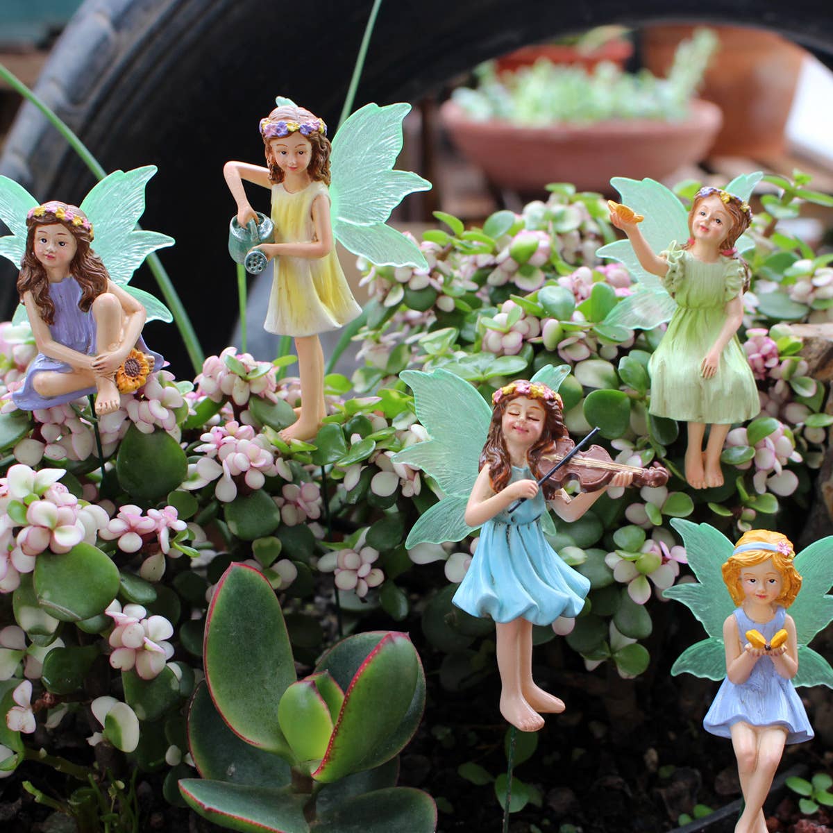 Vagabond Vintage – wholesale Decorative figurine – Miniature Fairy Garden Figurines Set2