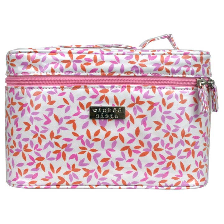 Kleine roze kosmetiktasche met mooie bladeren voor wholesale door Wicked Sista Bags