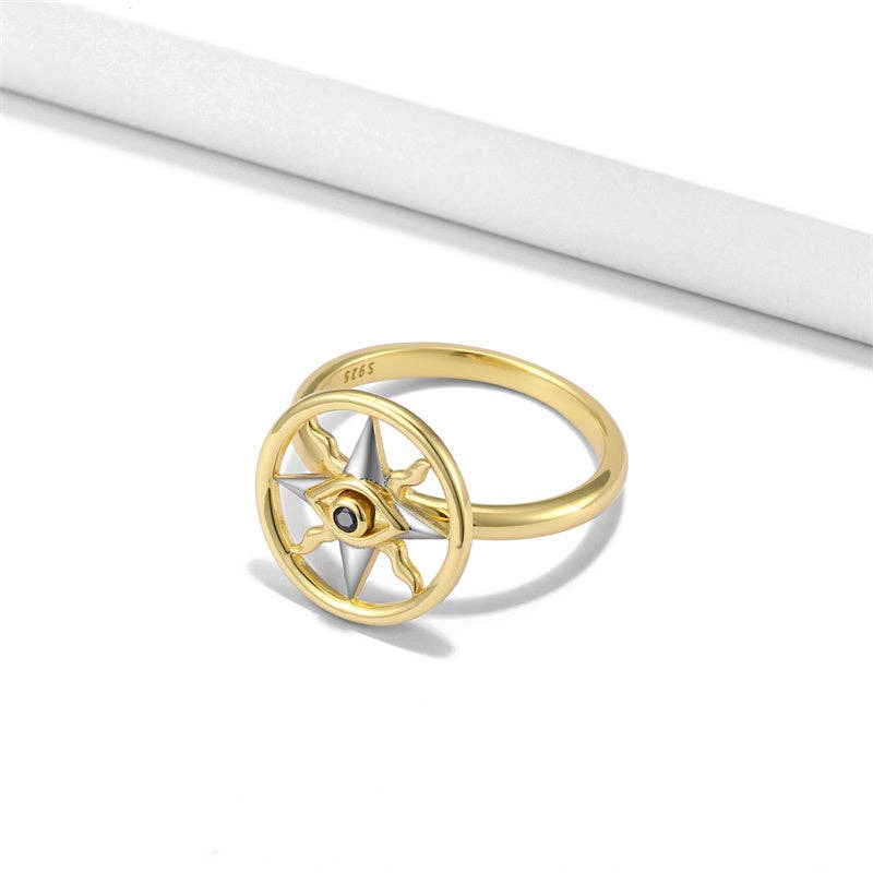 Perimade & Co. LLC – Engroshandel Båndring – Ondt Øje Kompas Fidget Spinner Ring i 925 Sterling Sølv2