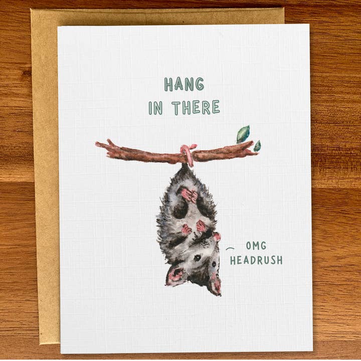 Cartão de saudação "Aguenta-te, gambá", Cartão de incentivo fofo por atacado de Pink Hill Press