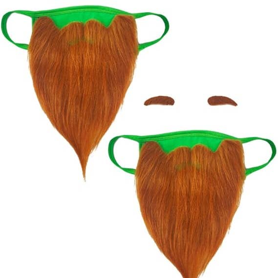 Infinite Basics - Vendita all'ingrosso Mascherina/visiera protettiva - Divertenti mascherine per il giorno di San Patrizio a forma di leprecauno barbuto per adulti (confezione da 2)6