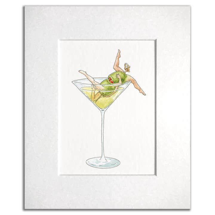 Dirty Martini Cocktail Art Print for wholesale by Maridad Studio