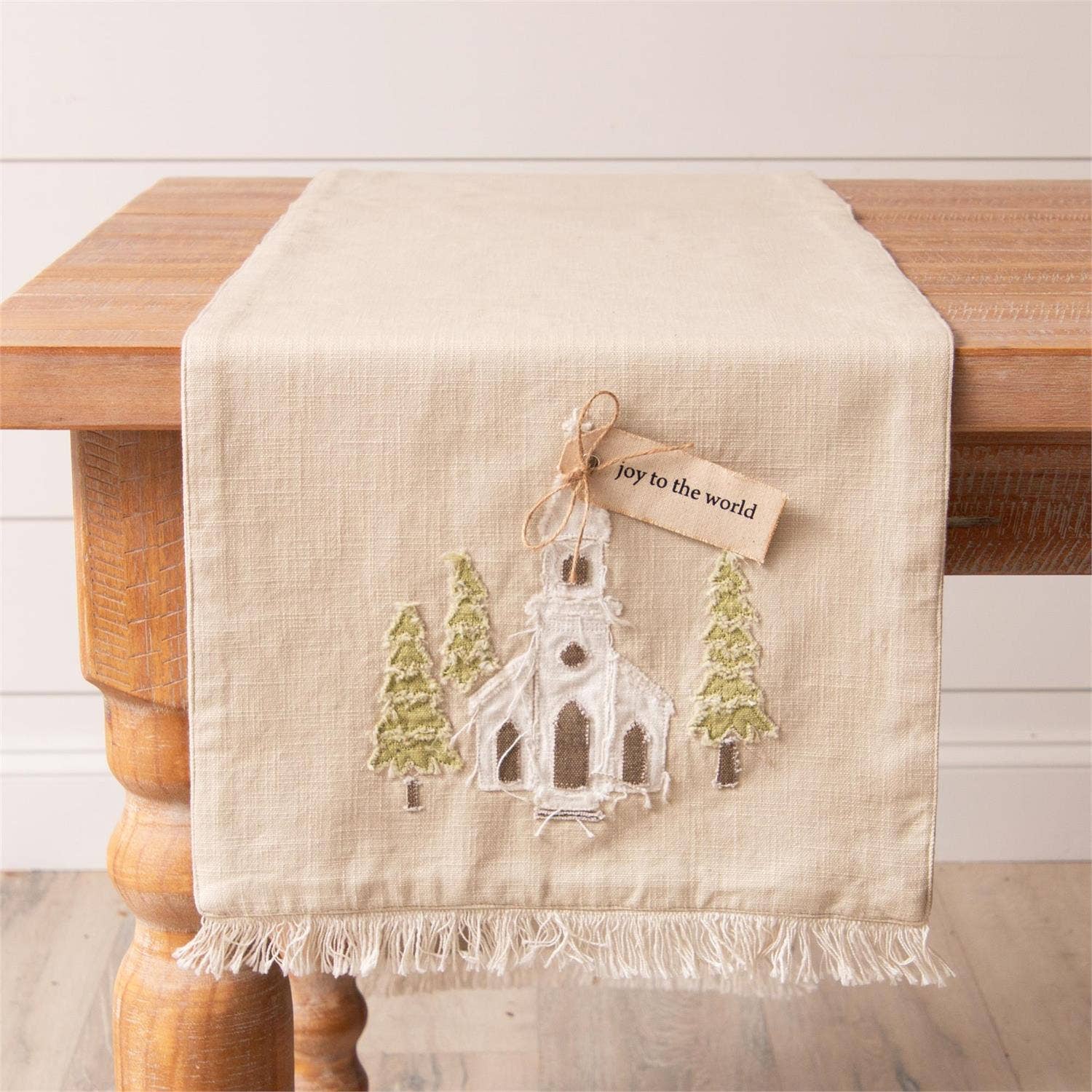 Audrey's Home & Gift - Wholesale Table Runner - Table Runner - Church Rustic Applique With Fabric Tag (PC)