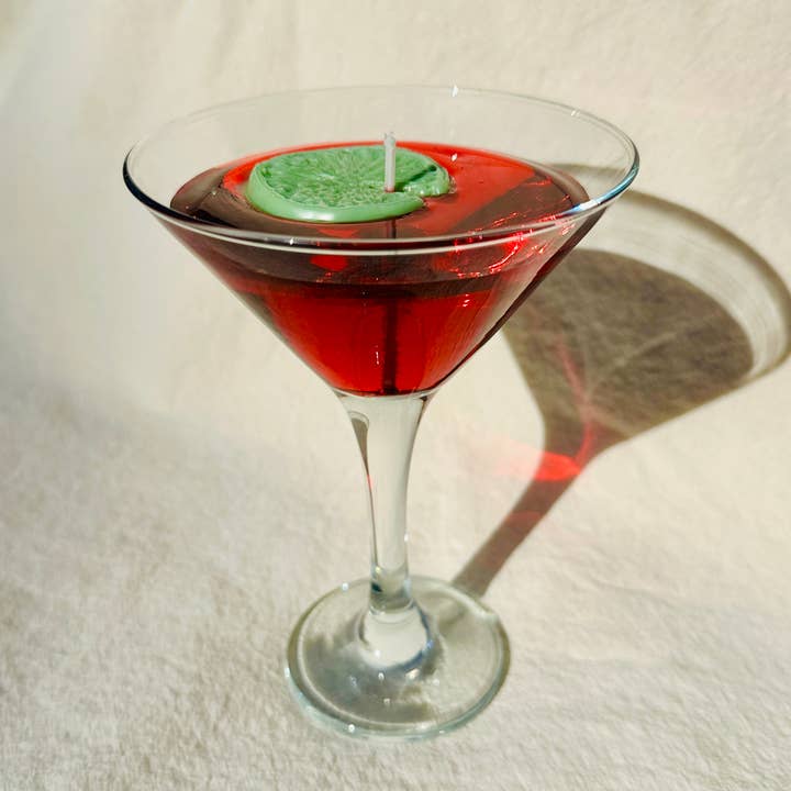 Cosmo Jelly Martini Candle. Cocktail Inspired. Cosmopolitan. for wholesale by Martini Candle Co.