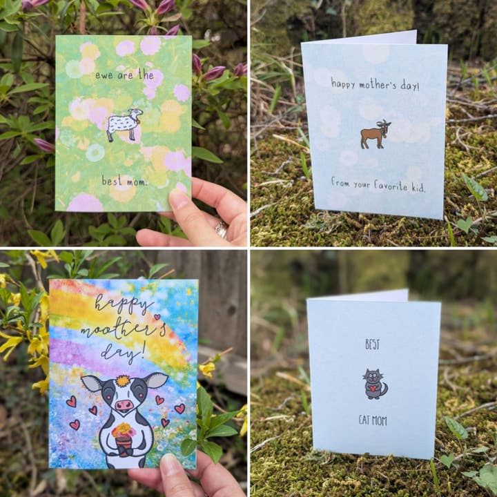 Eco Mother’s Day Greeting Cards - Cute, Punny Mix & Match for wholesale by LisetteArt Shop