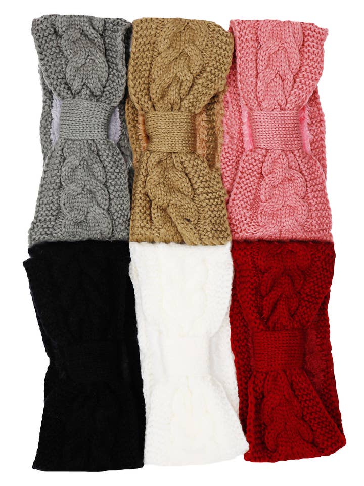 Chunky Chevron Fleece Lined Knitted Head Band for wholesale by Cap Zone