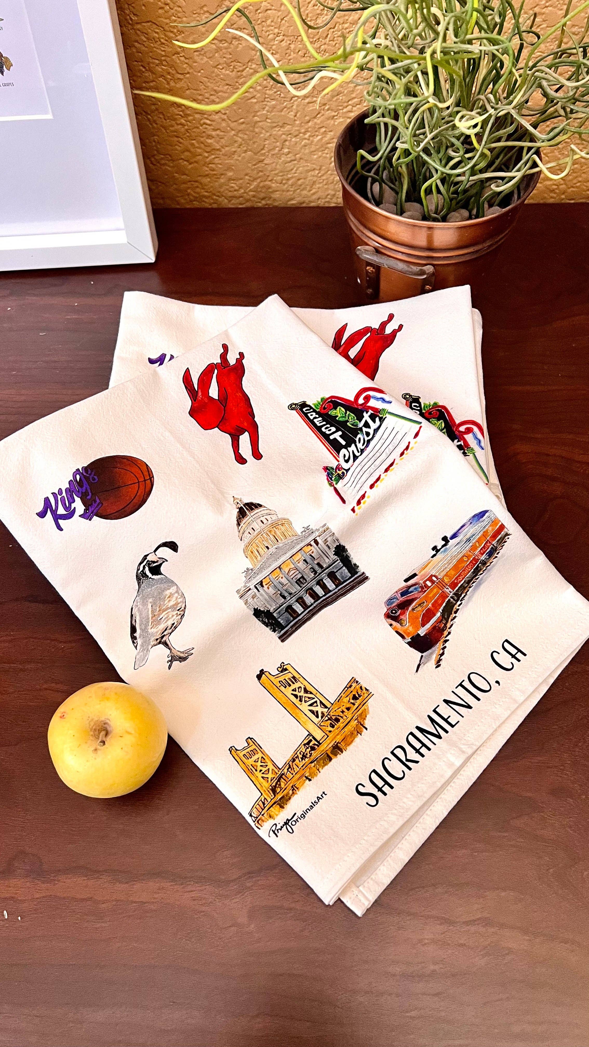 PriyaOriginalsArt - Wholesale Tea Towel - Sacramento Flour Sack Tea Towel2