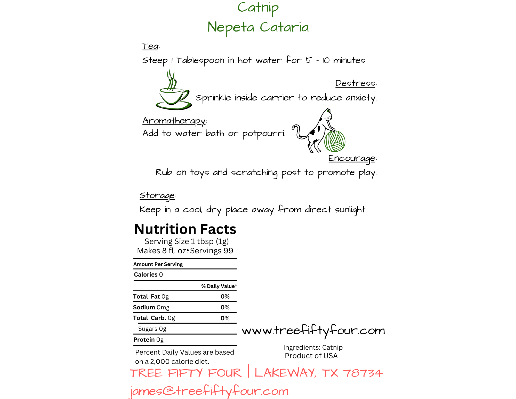 Tree Fifty Four - Vente Thé en vrac - Cataire | 2oz - 1 KG | Herbes en vrac2