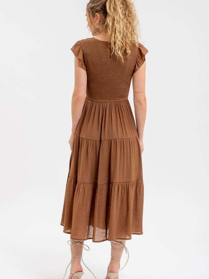 Blu Pepper - Venta al por mayor Vestido - Mujer - Vestido midi con volantes y cuerpo fruncido58