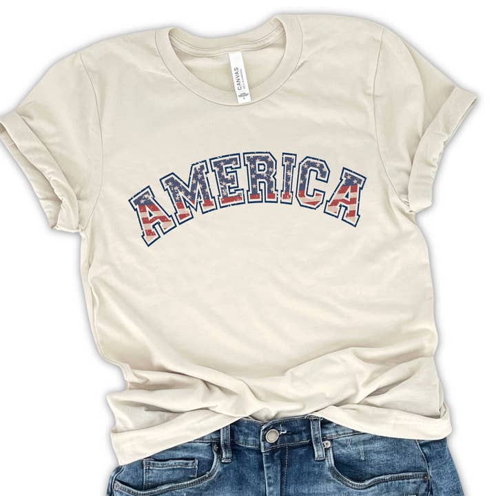 American Flag 4th of July graphic t-shirt, Vintage USA, Patriotic for wholesale by ATTA TOOD LLC