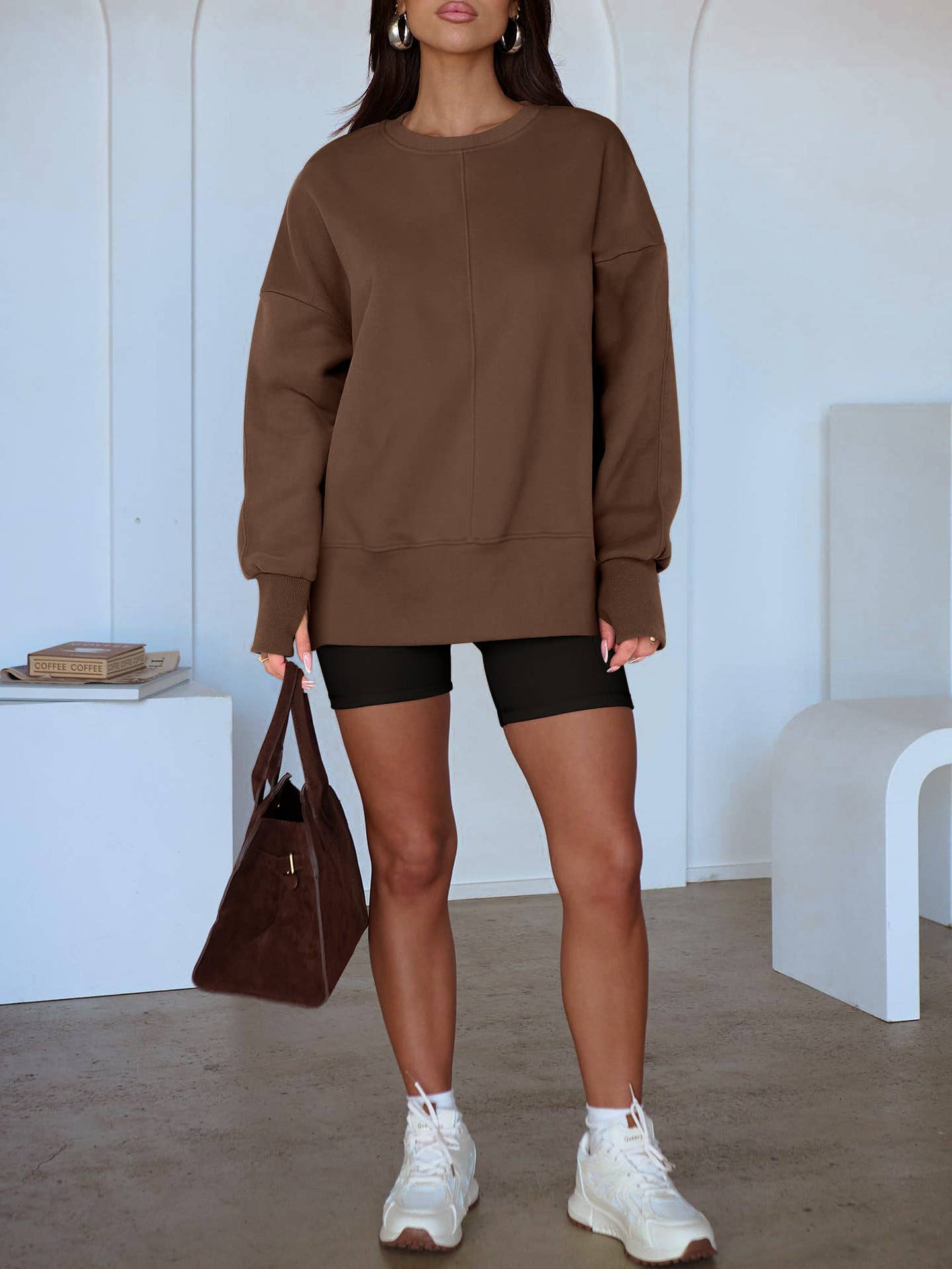 Rosa Clothing - Wholesale Sweatshirt - Women's - Casual Crewneck Pullover Loose-Fit Side Slit Sweatshirt9