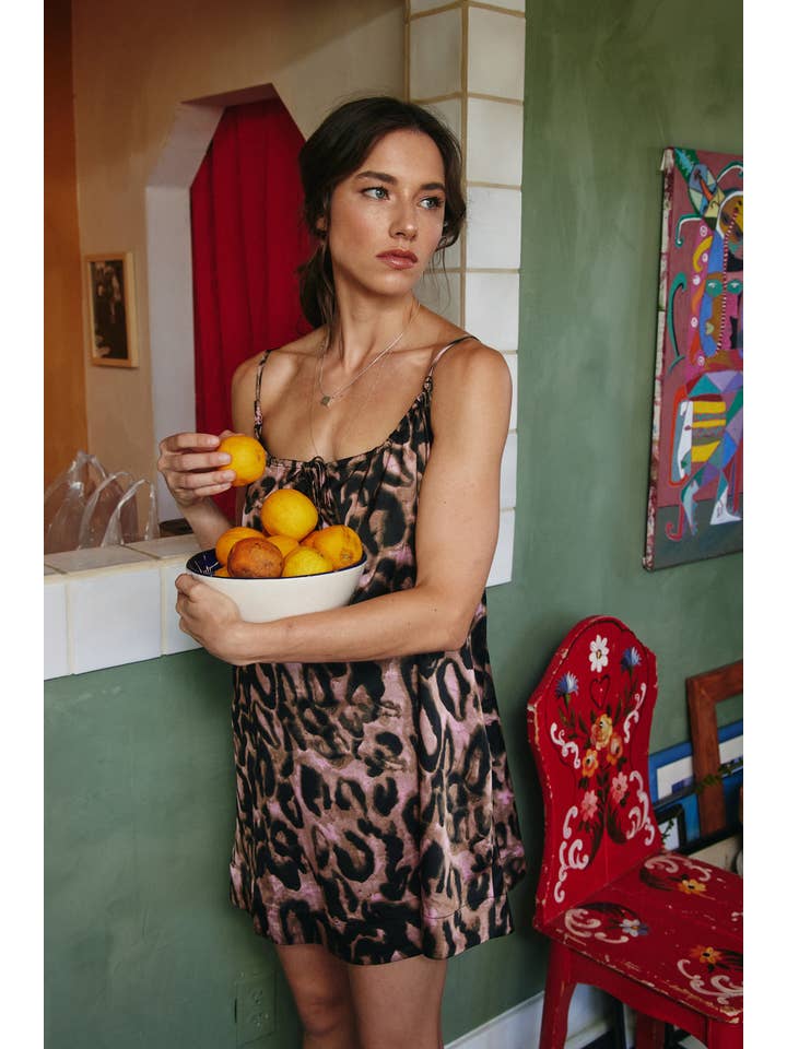 Leopard Satin Effect Camisole Mini Dress for wholesale on Faire6