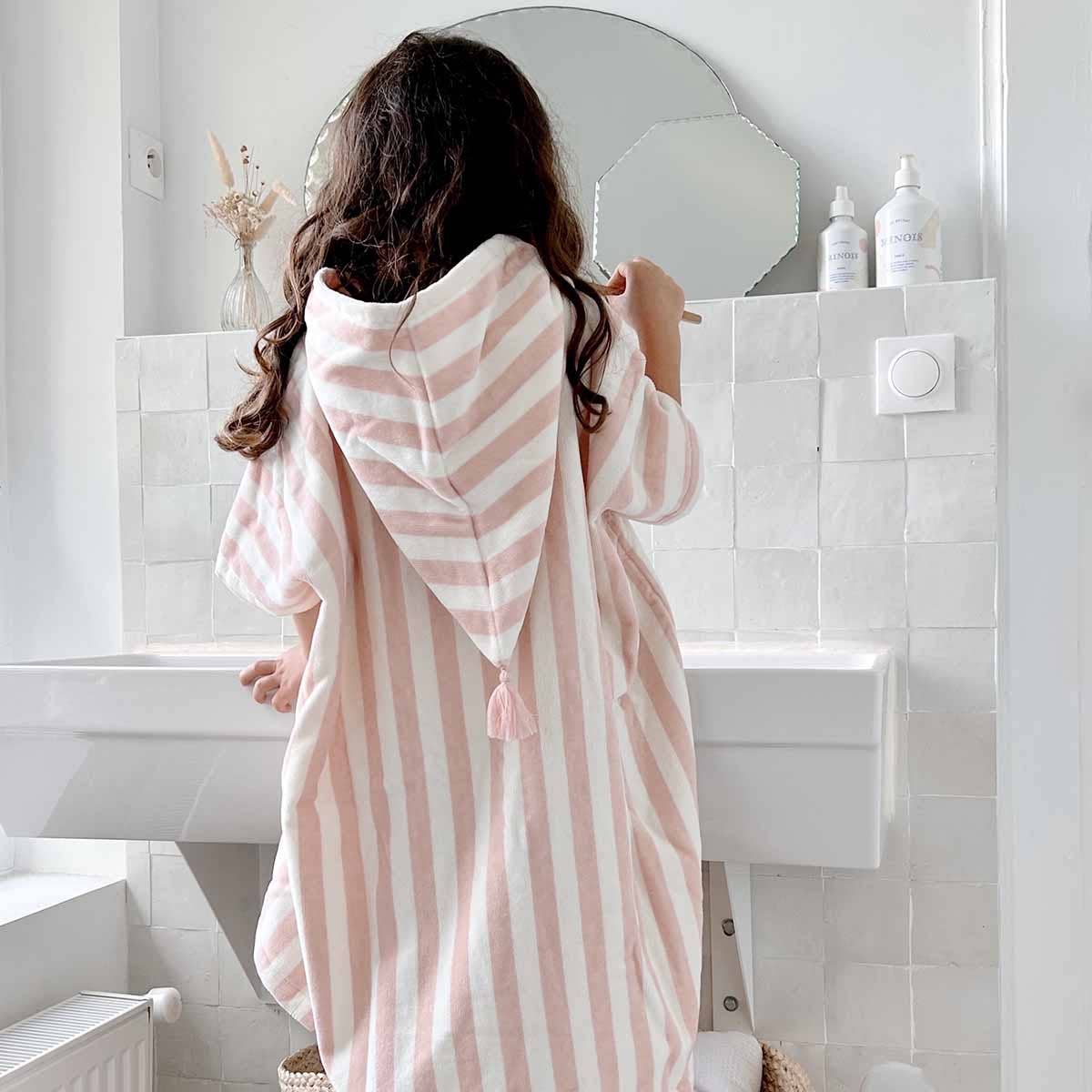 SUZON STRIPES LIGHT PINK KIDS PONCHO for wholesale on Faire1