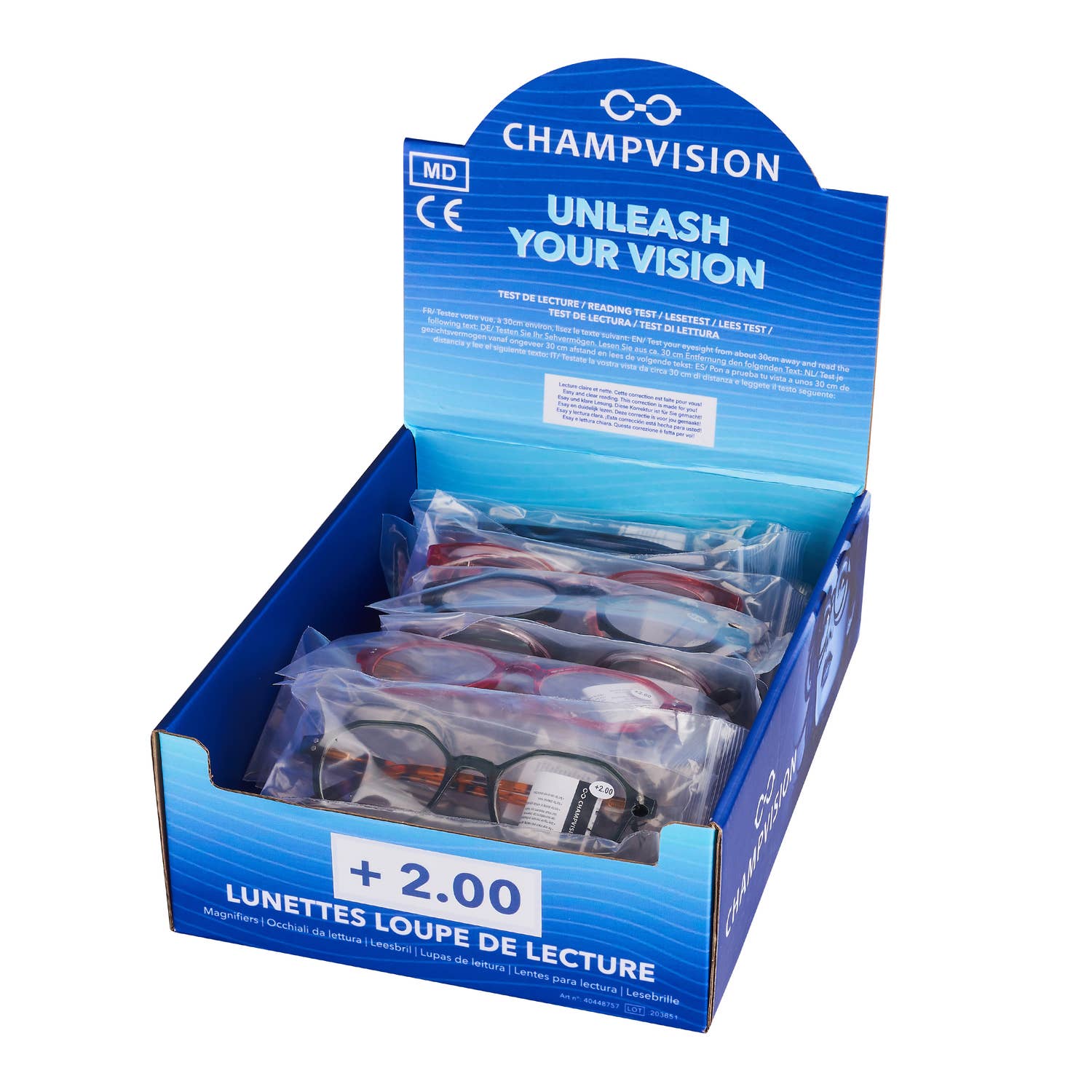 Champ by Polyflame - Wholesale Eyeglasses - Unisex - 24 Reading Magnifying Glasses - +2.001