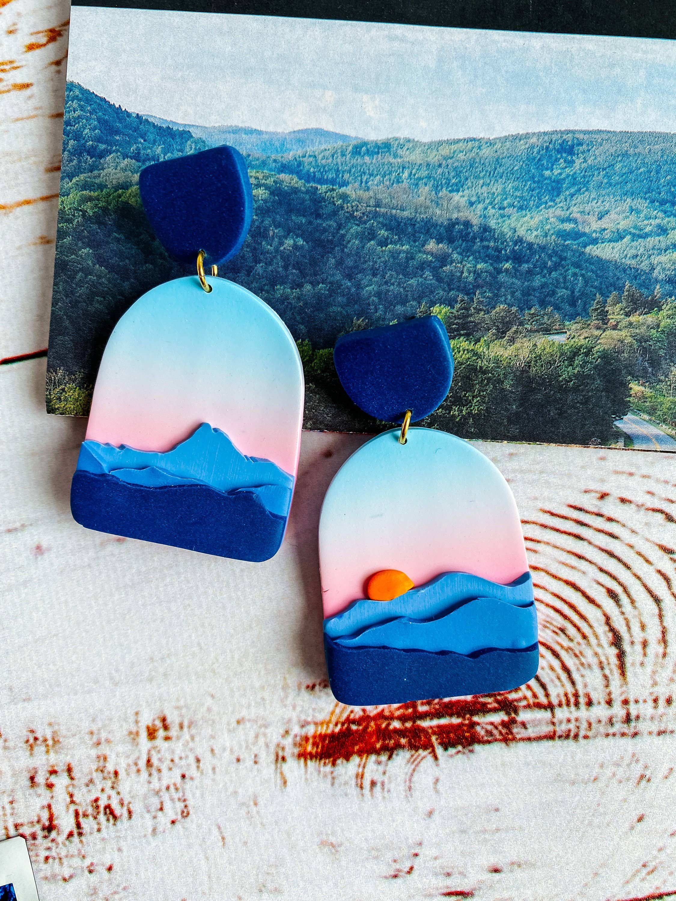 Lauren Likes Art - Wholesale Dangle Earrings - Blue Ridge Mountain Earrings, Virginia Accessory, North Carolina, Travel Outfit, National Park Gift, Appalachian Adventure, Smokey Mountain1