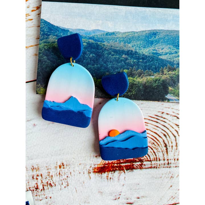 Lauren Likes Art - Wholesale Dangle Earrings - Blue Ridge Mountain Earrings, Virginia Accessory, North Carolina, Travel Outfit, National Park Gift, Appalachian Adventure, Smokey Mountain1