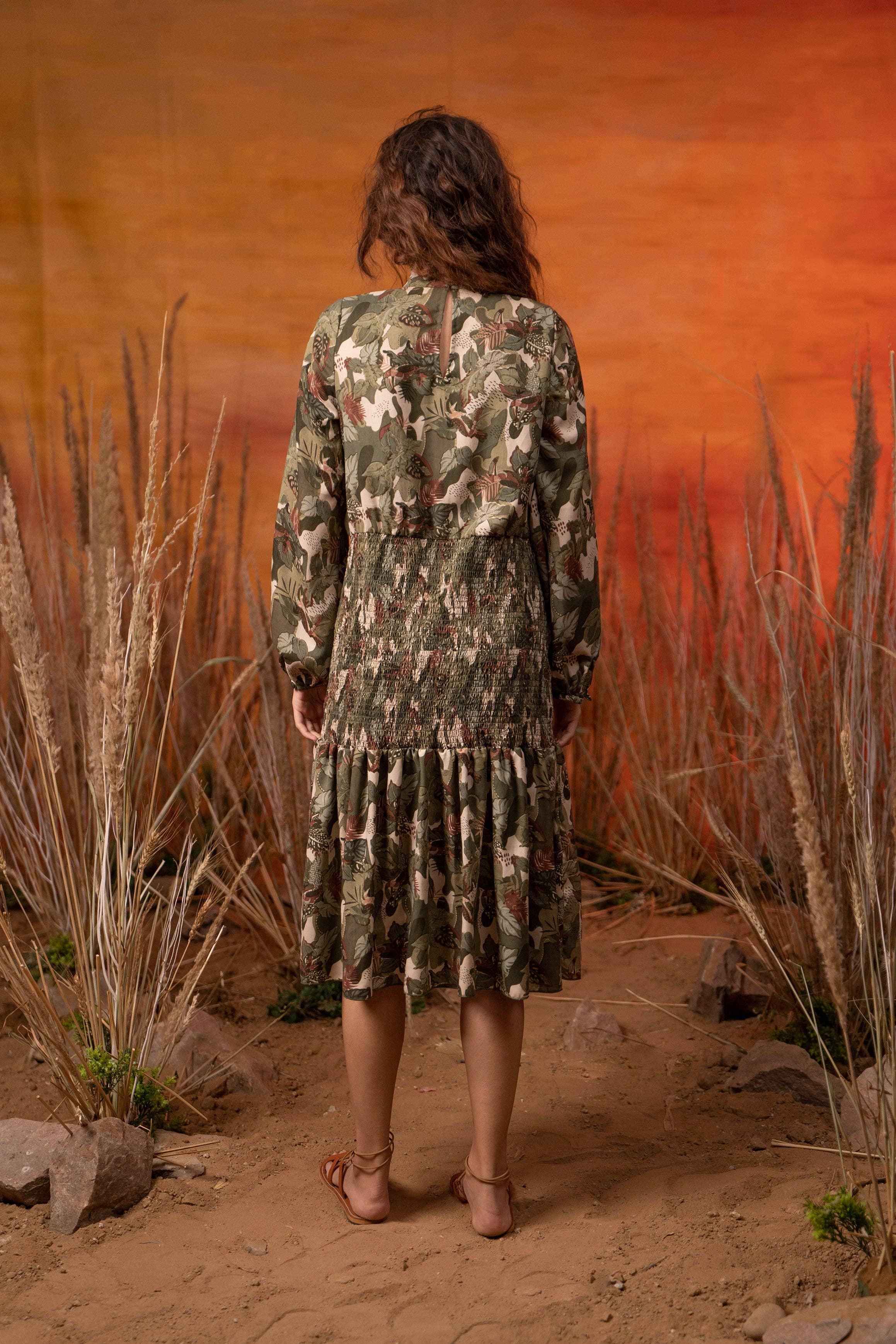 Label Reyya - Vendita all'ingrosso Vestito - Donna - Abito midi Afro Olive Jungle4