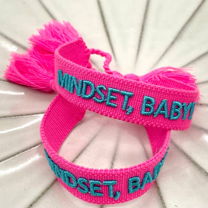 MINDSET, BABY! Woven, embroidered statement bracelet for wholesale by Parsley & Pepper