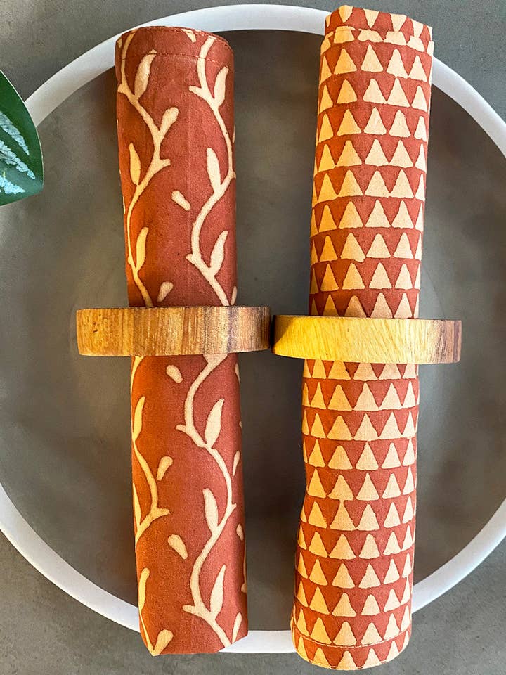 Ensemble de 4 serviettes en coton | Imprimés variés - Rouille pour la vente par Amisha