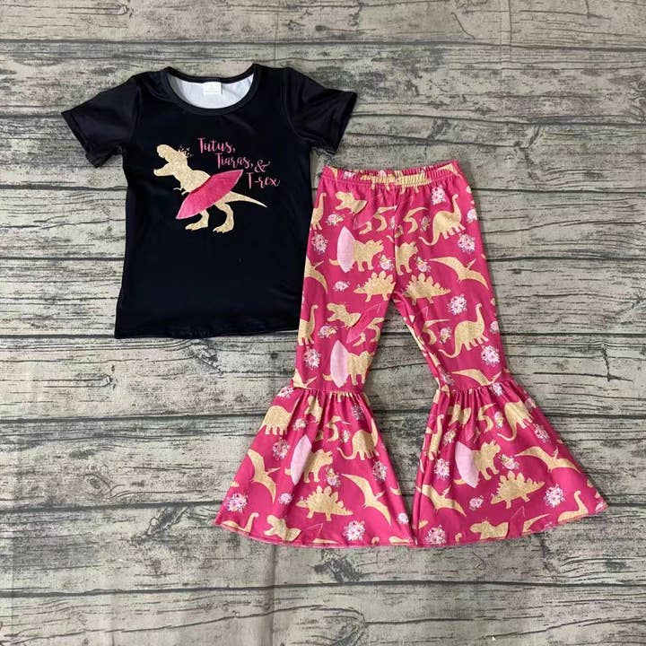 Aier Wholesale - Wholesale Top & Pant Set - Kids - tutus tiaras Trex Dinosaur bell sets