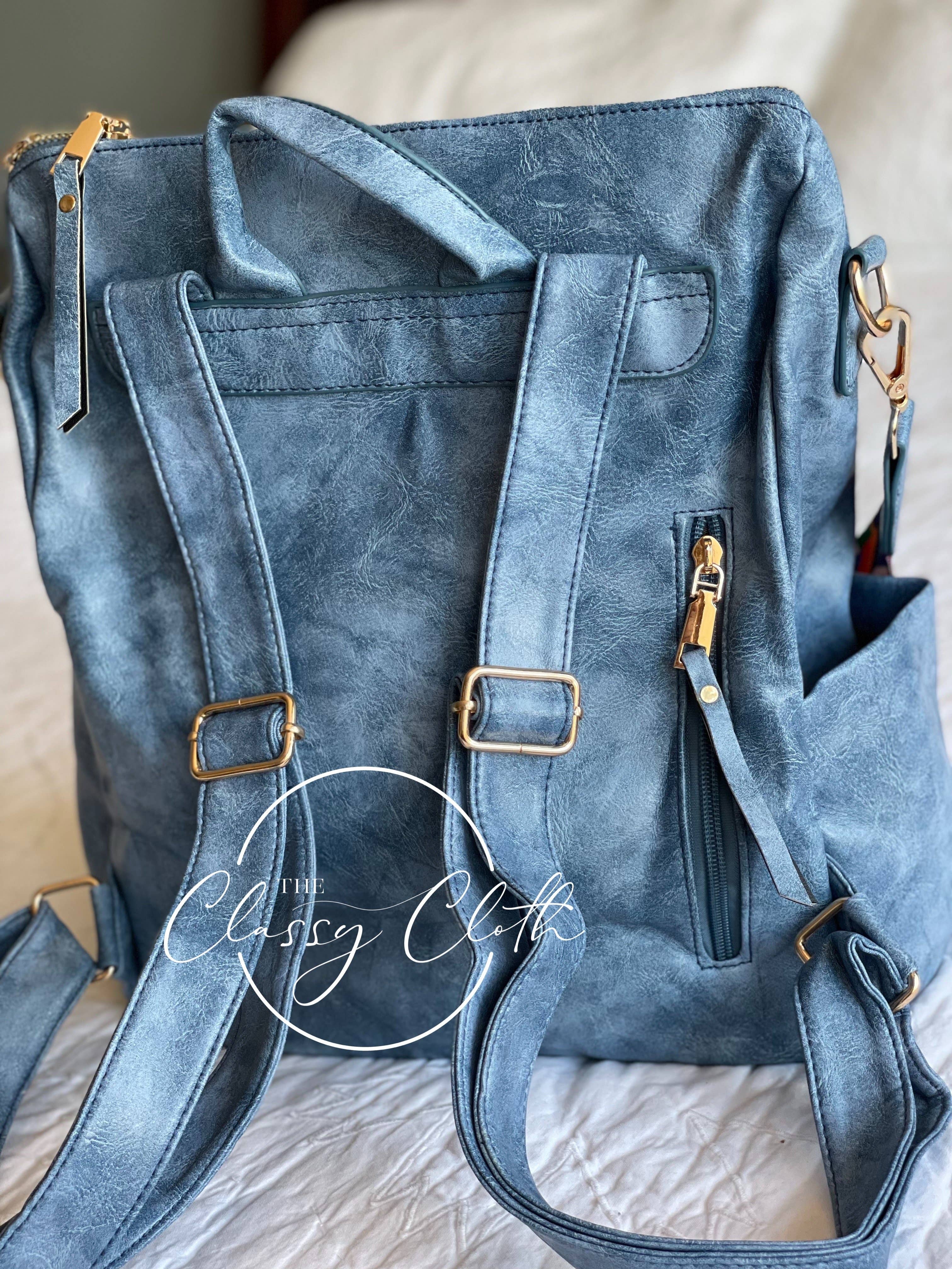 The Classy Cloth WS - Wholesale Backpack - Women's - Chloe Convertible Backpack - Brilliant Blue - Hip Hippie RTS8