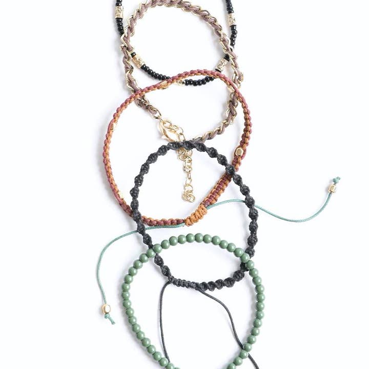 Leto Accessories - Wholesale Jewellery set - Stackable Bead and Woven Cord Bracelet - Cute & Trendy4