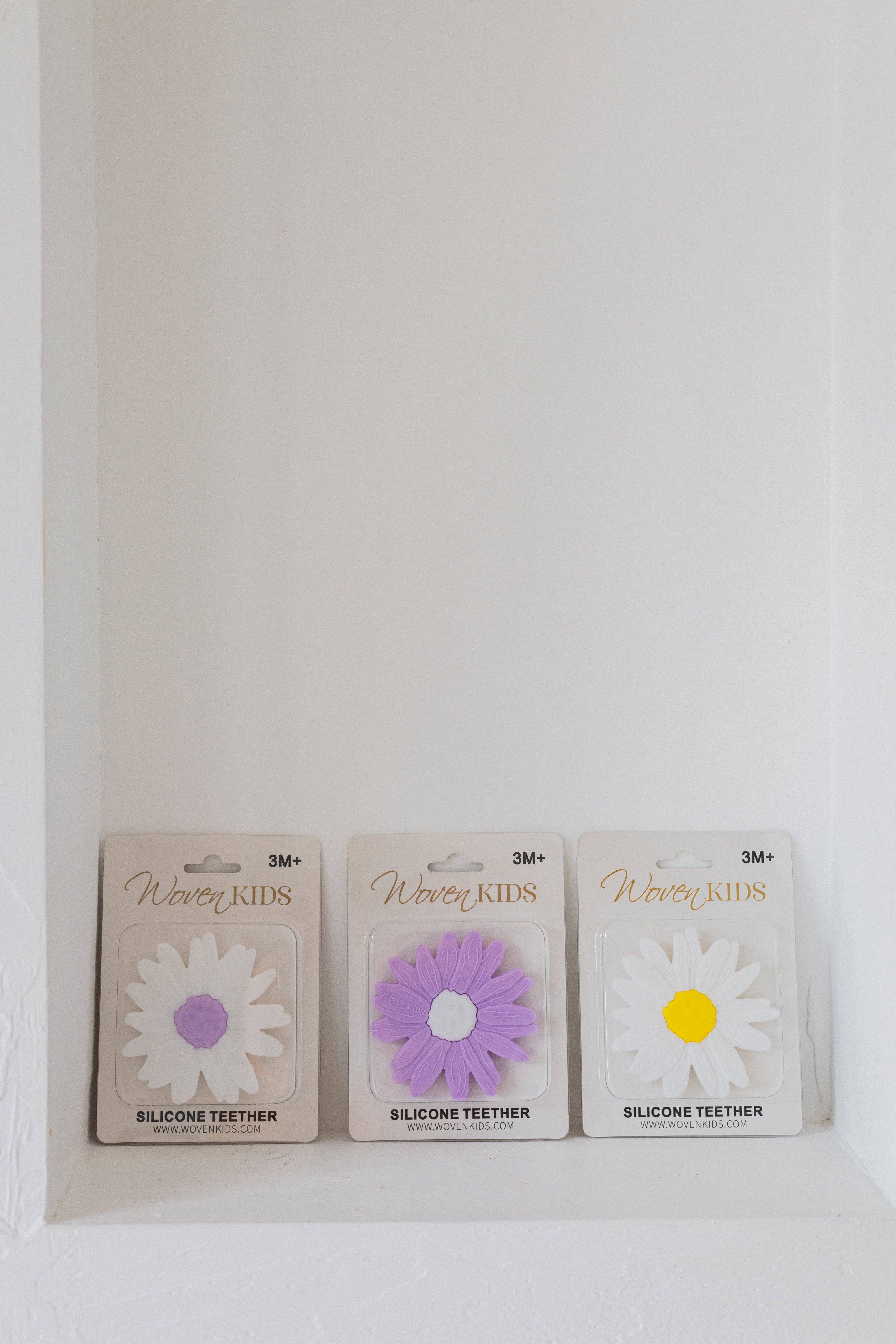 Woven Kids – Großhandel Beißspielzeug (ohne Clip) – Baby – Beißring aus Silikon, Motiv: Milk Daisy/Lilac Centre8