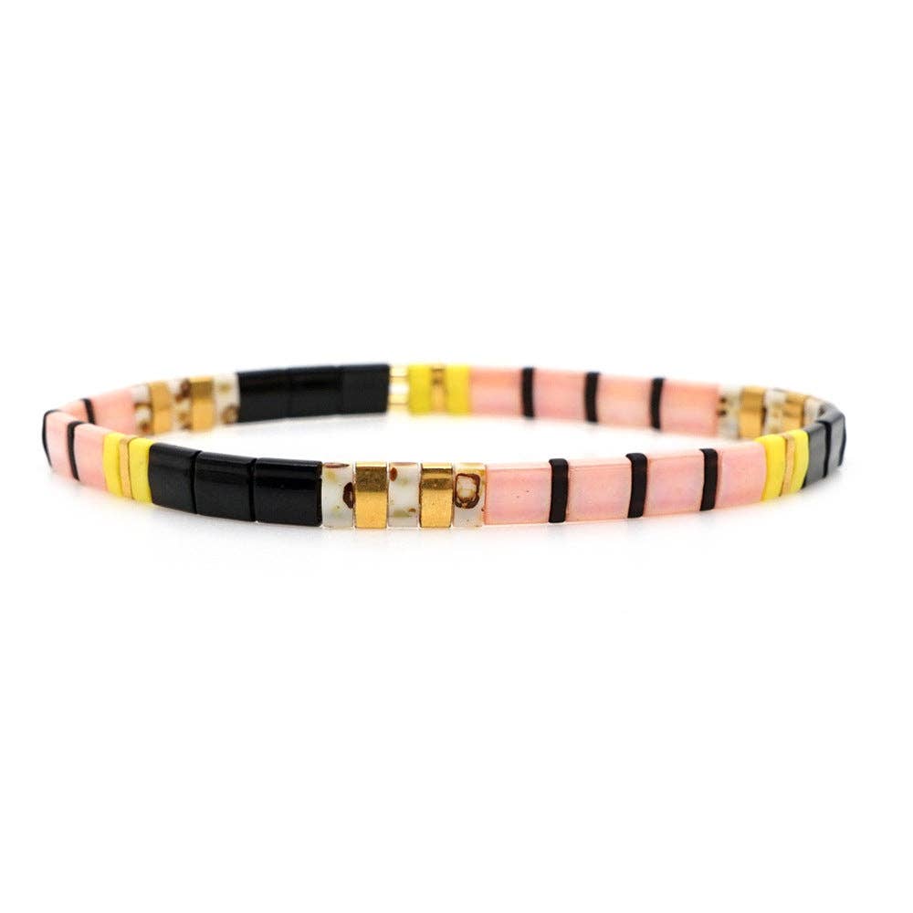 Mio Queena – wholesale Beaded bracelet – Boho Glass & Hematite Beaded TILA Beads Stretch Bracelet -BJ4