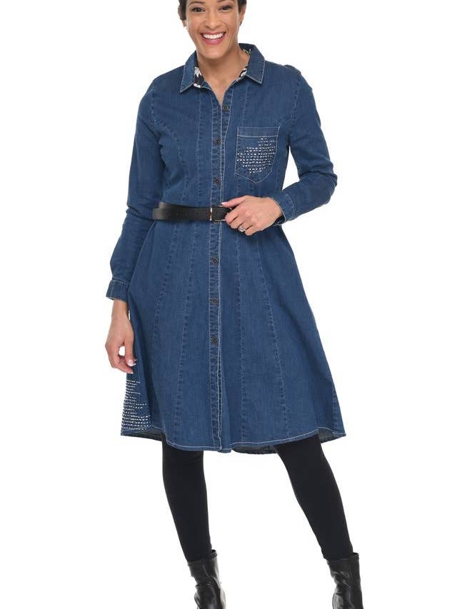 Vestido Elsa D509 en Denim* para venta al por mayor de Tulip Clothing