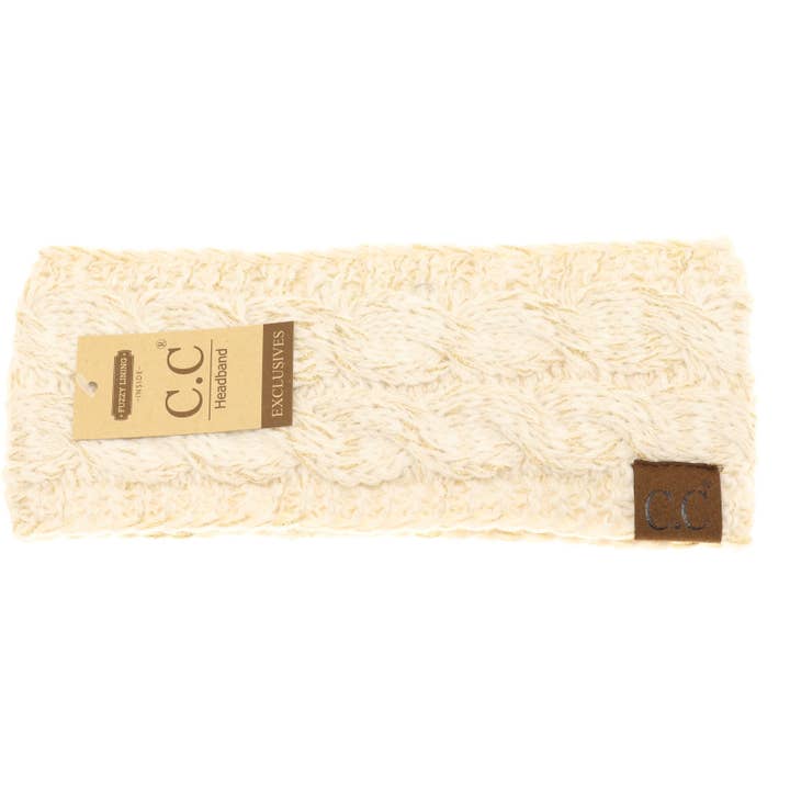 C.C Beanie - Wholesale Fashion Headband - Women's - Metallic Cable Knit CC Women's Fashion Headband