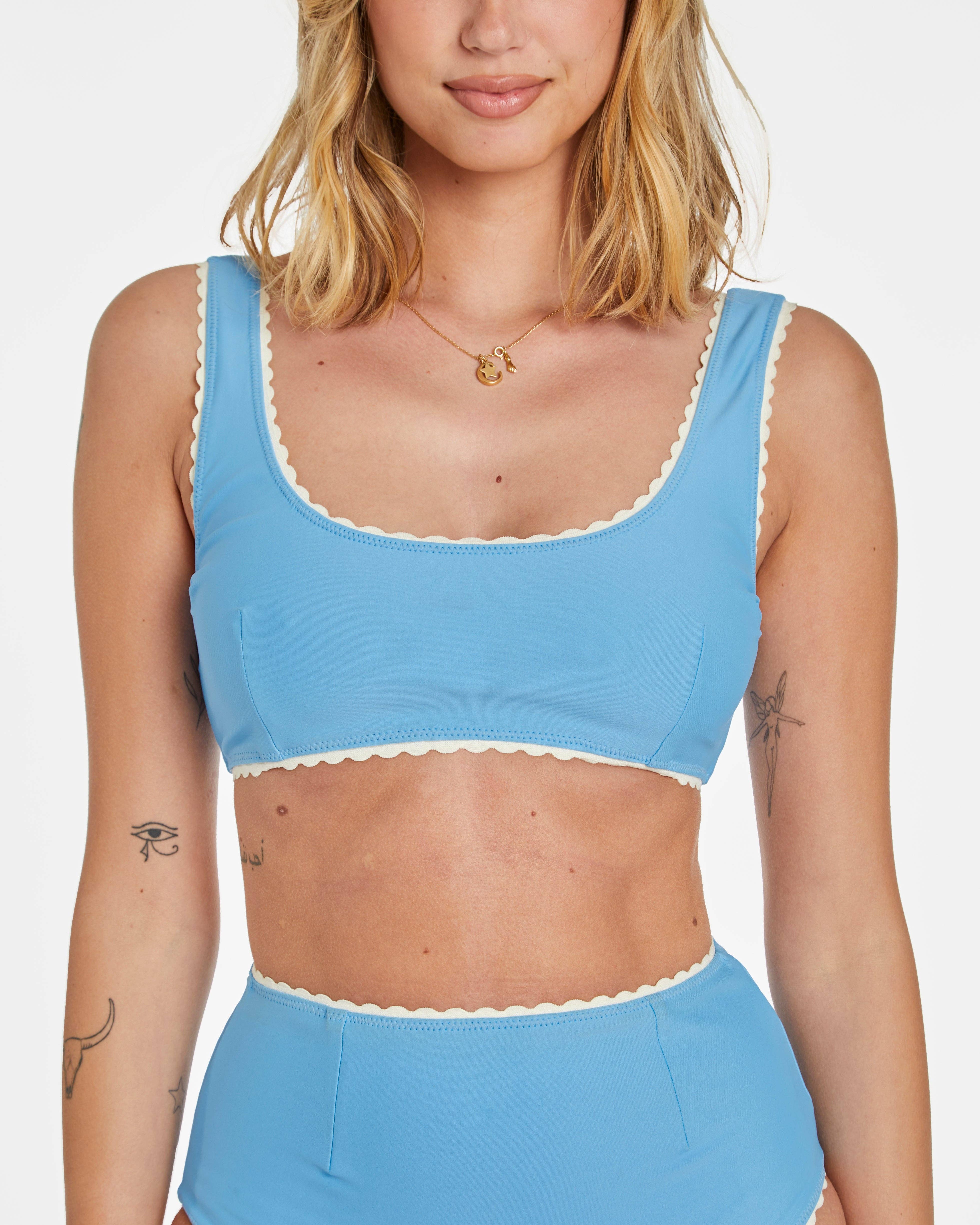 Hammies - Wholesale Two Piece Swimsuit - Women's - Cabana Stripe Bikini (Blue Poppy)10