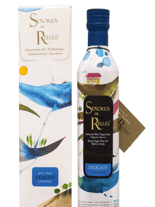 Señoríos de Relleu Delicate Coupage Extra virgin Olive oil 500ml + Individual Giftbox for wholesale by Tinmonger