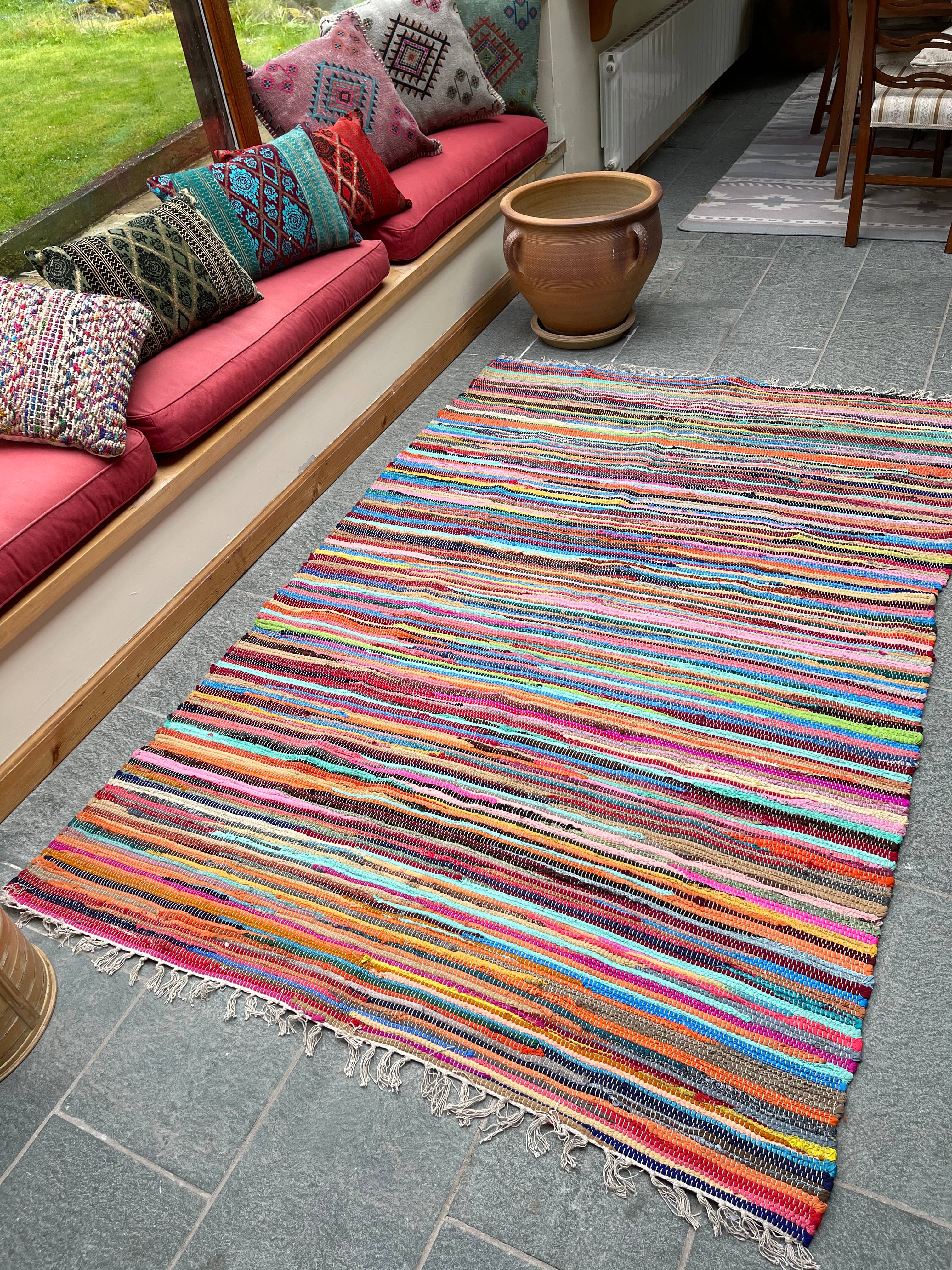 Second Nature Online - Venta al por mayor Alfombra pequeña - Alfombra de trapo SHANTI Shabby Chic, multicolor, diseño de tejido plano5