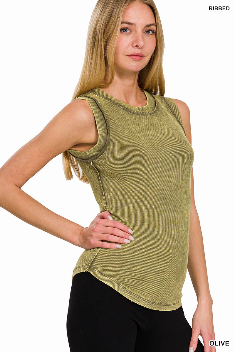 MOKA Débardeur côtelé délavé à col rond en vente sur Faire1