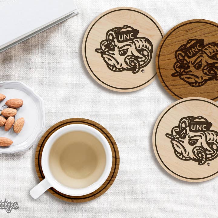 LazerEdge - Wholesale Coasters - University of North Carolina Chapel Hill Ramses Coaster – Crafted from Cherry or Maple Wood – UNC Tarheels2
