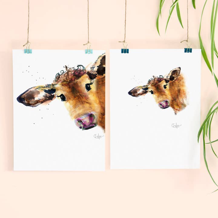 Inky Cow Luxury Giclee Unframed Print for wholesale by Kate Moby