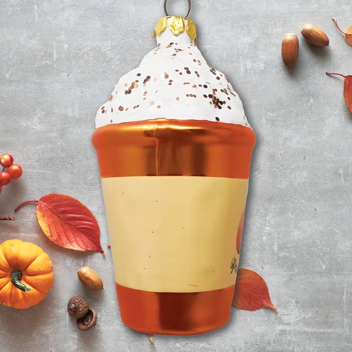 OrnamentallyYou - Wholesale Ornament - Fall Inspired Pumpkin Spice Latte Glass Christmas Ornament2