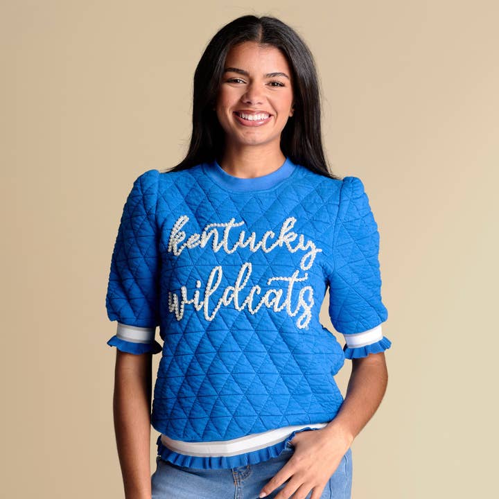 The Campus Quilted Puff Sleeve Top | Kentucky for wholesale by Stewart Simmons