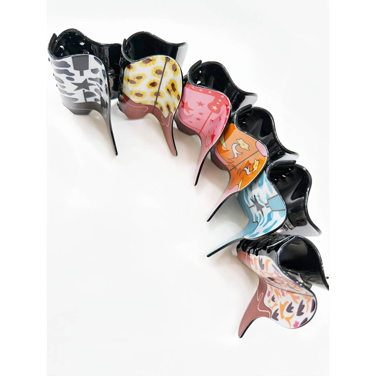 MIX COLOR Western Cowboy Boots Hair Claw Clips for wholesale on Faire4